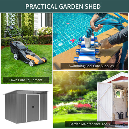 outsunny-garden-metal-storage-shed-house-hut-gardening-tool-storage-w-tilted-roof-and-ventilation-9-x-6ft-grey