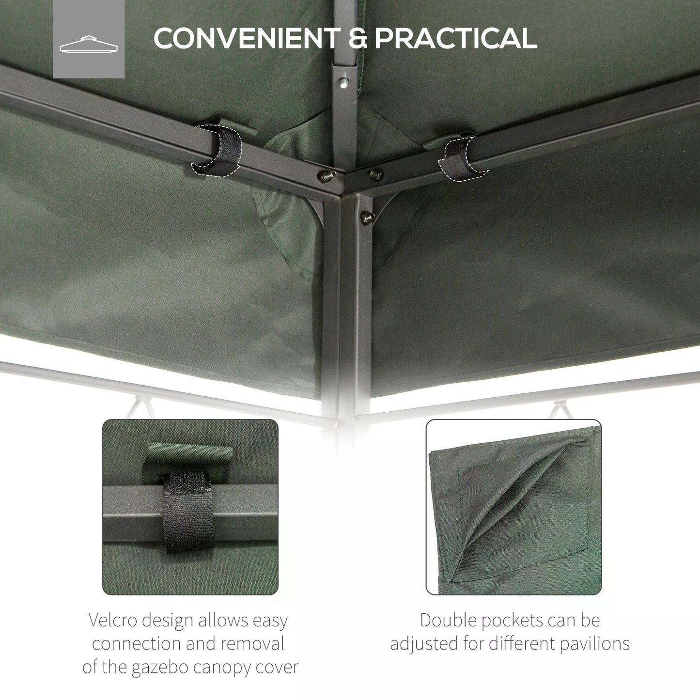 outsunny-3x4m-gazebo-replacement-roof-canopy-2-tier-top-uv-cover-garden-patio-awning-shelters-deep-grey-top-only