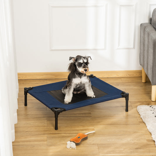 PawHut Dog Cat Puppy Pet Elevated Raised Cot Bed Portable Camping Basket ‚ Blue (Medium)