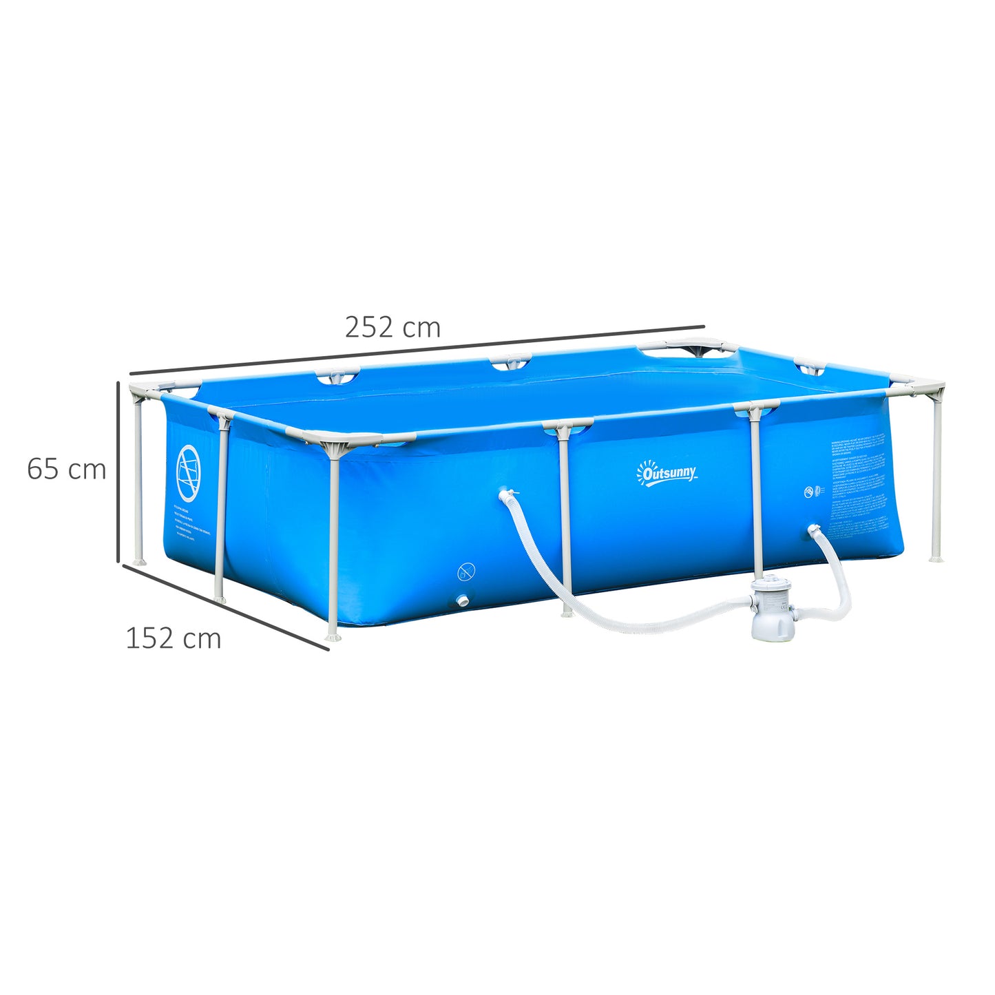 outsunny-steel-frame-pool-with-filter-pump-and-filter-cartridge-rust-resistant-above-ground-pool-with-reinforced-sidewalls-252-x-152-x-65cm-blue