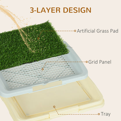 PawHut Puppy Training Pad Indoor Portable Puppy Pee Pad with Artificial Grass, Grid Panel, Tray, 46.5 x 34cm