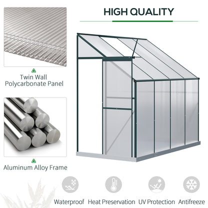 outsunny-walk-in-greenhouse-lean-to-wall-greenhouse-garden-heavy-duty-aluminium-polycarbonate-with-roof-vent-for-plants-253-x-127-x-220-cm