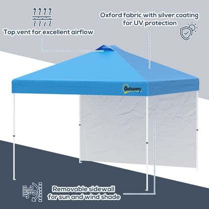 outsunny-3x3m-pop-up-gazebo-tent-with-1-sidewall-roller-bag-adjustable-height-event-shelter-tent-for-garden-patio-blue