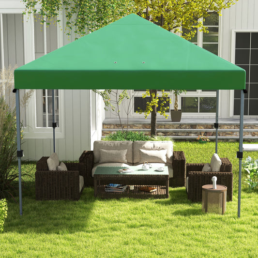 outsunny-3-x-3m-pop-up-gazebo-1-person-easy-up-marquee-party-tent-with-1-button-push-adjustable-straight-legs-wheeled-bag-stakes-ropes-sandbags-instant-shelter-green