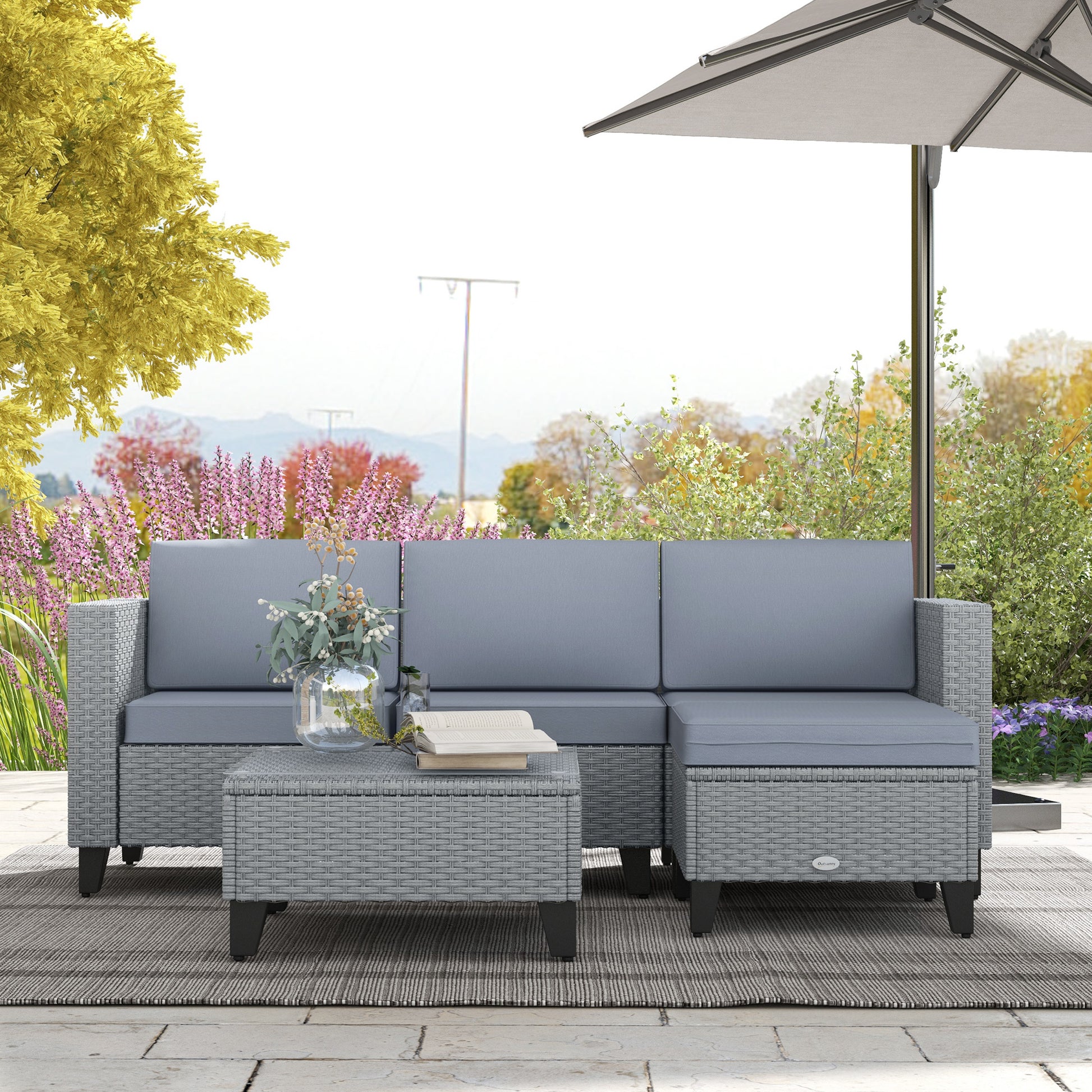 outsunny-5-piece-rattan-patio-furniture-set-with-corner-sofa-footstools-coffee-table-for-poolside-grey