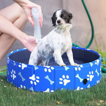 PawHut Dog Swimming Pool Foldable Pet Bathing Shower Tub Padding Pool Dog Cat Puppy Washer Indoor/Outdoor ?80 × 20H cm XS Sized