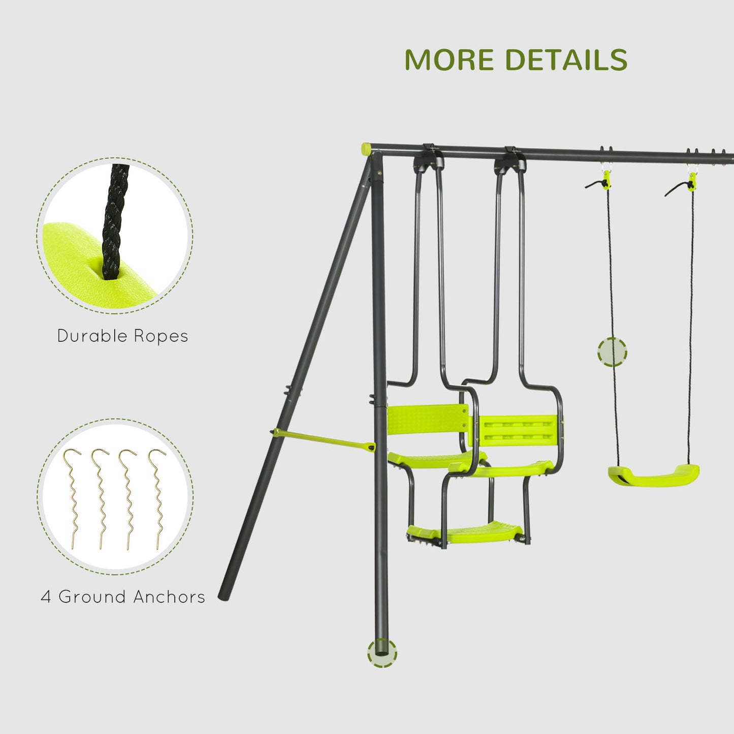 outsunny-metal-garden-swing-set-with-double-swings-glider-swing-seats-green