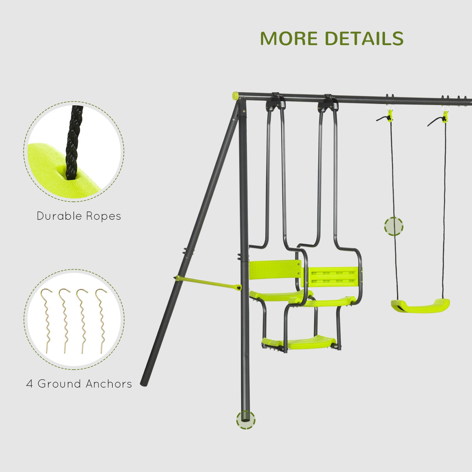 outsunny-metal-garden-swing-set-with-double-swings-glider-swing-seats-green