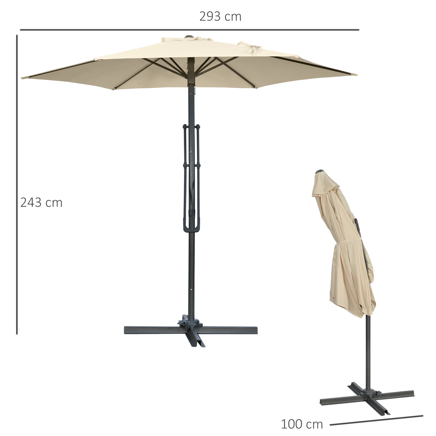 outsunny-3m-cantilever-parasol-with-easy-lever-patio-umbrella-with-crank-handle-cross-base-and-6-metal-ribs-outdoor-sun-shades-garden-cream-white