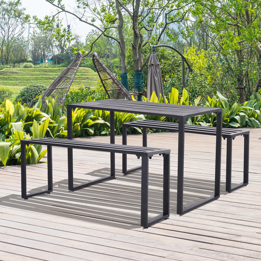 outsunny-3pcs-outdoor-dining-set-metal-beer-table-bench-patio-garden-yard-black