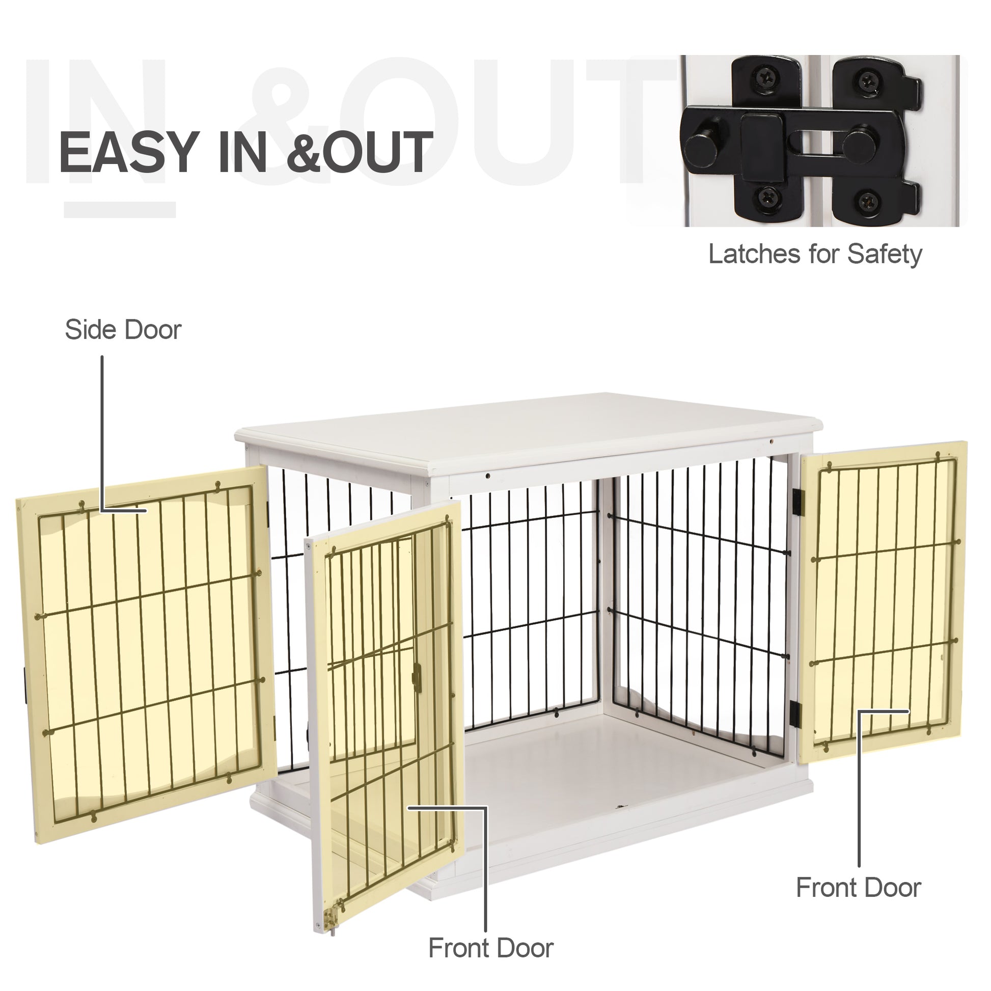 PawHut MDF 3-Door Small Indoor Pet Cage White