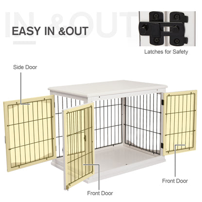 PawHut MDF 3-Door Small Indoor Pet Cage White