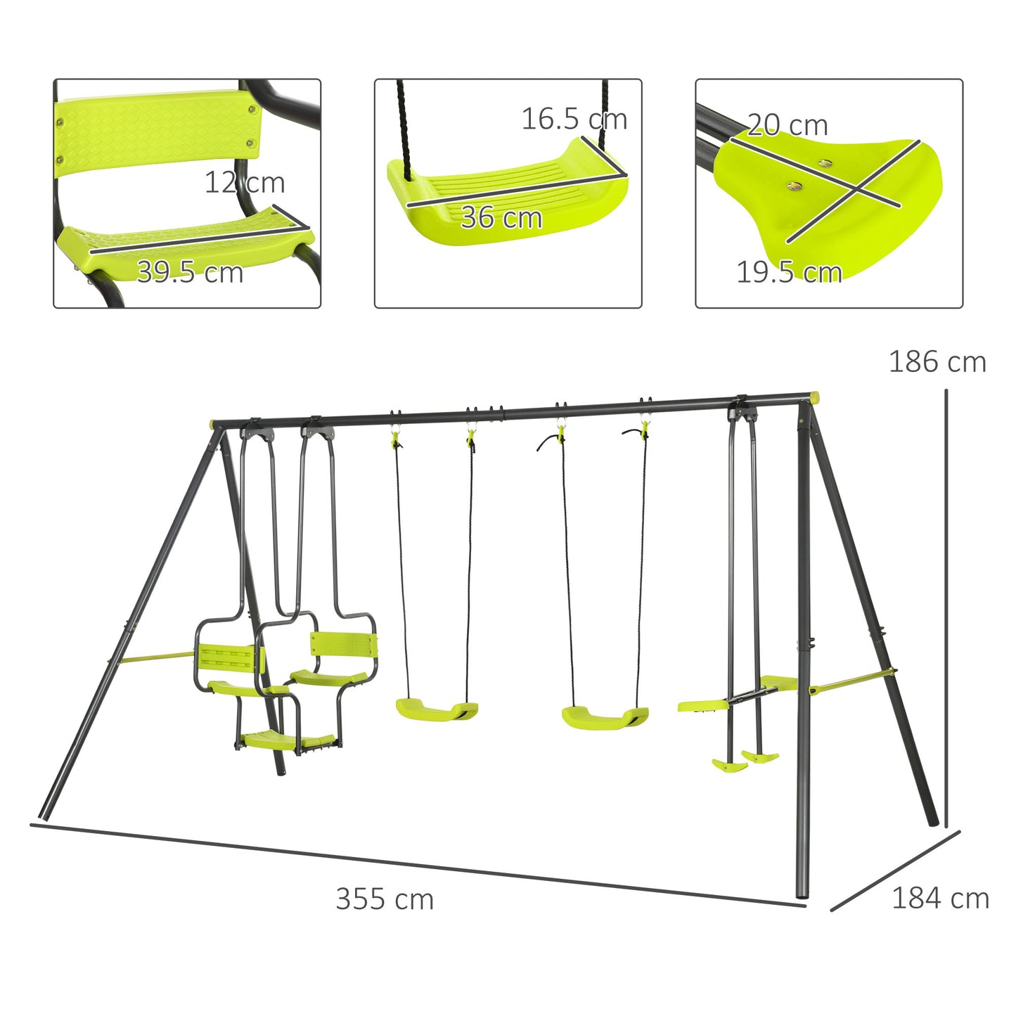 outsunny-metal-garden-swing-set-with-double-swings-glider-swing-seats-green