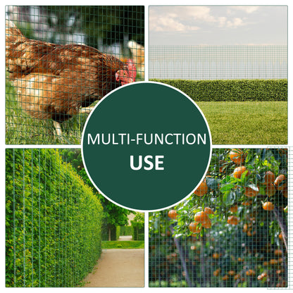 Pawhut PVC Coated Welded Wire Mesh Fencing Chicken Poultry Aviary Fence Run Hutch Pet Rabbit 30m Dark Green